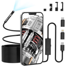 5.5MM 1920P Endoscope Snake Inspection Camera, Lightswim Type C Borescope, Scope Camera with 8 LED Lights for Android and iOS Smartphone, iPhone, iPad