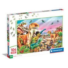 25779 Jigsaw Land of Dinosaurs 104 Pieces-Supercolor Children 6-8 Years, Cartoon, Gift for Boy/Girls, Puzzle for Kids, Made in Italy, Multicolor