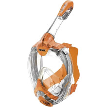 AMICA, Full Face Snorkel Mask for adults and children from 6 years of age, phthalate-free hypoallergenic polymer face mask, orange, L/XL