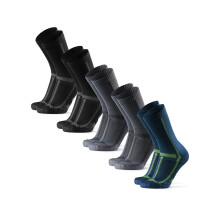 Cushioned Running Socks for Long Distances, Crew Socks, for Men & Women, Unisex, 3 or 5 Pack, Multicolor (2xBlack/Grey, 2xGrey/Black, 1xBlue/Yellow),