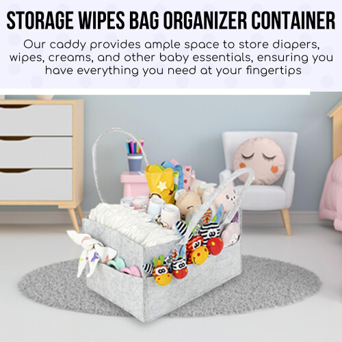 Baby Nappy Diaper Caddy Nursery Storage Wipes Bag Organizer Container (Grey)
