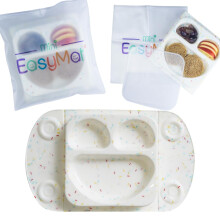 Mini Portable Silicone Baby Suction Plate by EasyTots | Lid and Carry Case Included | Travel Friendly | Perfect Placemat for High Chair Feeding & Baby