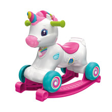 Clementoni- 3-in-1 Rocking Unicorn: Ride-on, Walker & Activity Toys with Music, Songs & Educational Content For Toddlers (12+ Months)