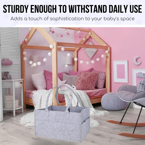 Baby Nappy Diaper Caddy Nursery Storage Wipes Bag Organizer Container (Grey) 1