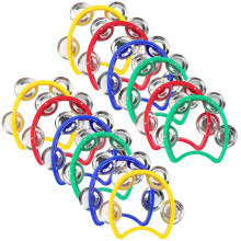 12 PCS Half Moon Hand Tambourine, Plastic Tambourine with Bells for Home Party Uses