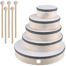 5 Pack Hand Drum Set, 4 Inch 6 Inch 7 Inch 8 Inch 10 Inch Frame Drum Kit with Drum Stick, Wood Frame Drum for Beginners Party Supplies