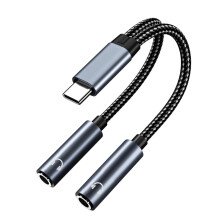 USB-C to Dual 3.5mm Aux Audio Headphone Splitter 32 Bit Type-C to Dual 3.5mm Female Headphone Audio Jack Adapter for iPhone 17 16 15, iPad Air/Pro,