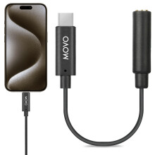 Female 3.5mm TRRS Microphone Adapter Cable to USB-C Connector Dongle Compatible with Apple iPhone 15/16/17 and up, iPad Smartphones and Tablets -