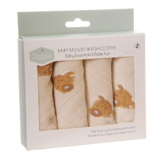Baby Wash Cloths 25x25 cm, 4 Muslin Cotton Mix Reusable Face & Body Towels | Ultra-Soft Baby Wipes for Bathtime & Skincare – Newborn Essentials Gift