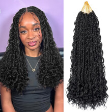 Trenzas de ganchillo Boho senegalesas 9 paquetes 18 pulgadas trenzas con rizos pre-enlazadas
