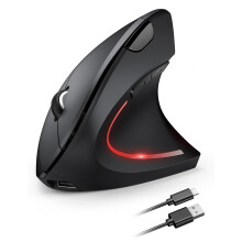 Ergonomic Mouse, 2.4G Wireless Mouse Rechargeable, 4800 DPI Vertical Mouse 6-Button Silent Mice with 5 Adjustable Levels DPI, USB Receiver, Cordless