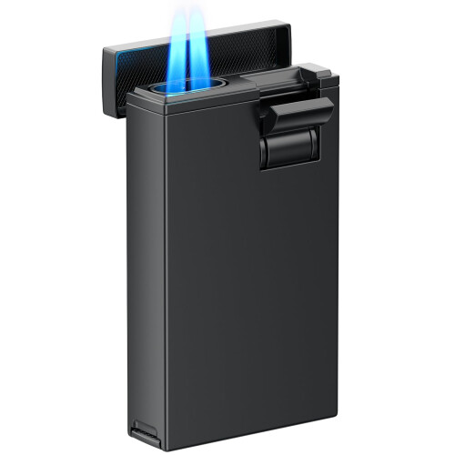 2 Jet Flame Gas Lighter, Adjustable Flame, Butane Refillable, Sold without Gas