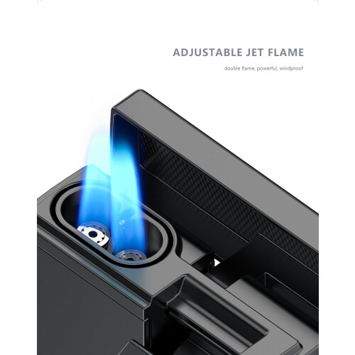 2 Jet Flame Gas Lighter, Adjustable Flame, Butane Refillable, Sold without Gas 2