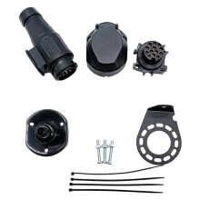 Kit Completo de Plugue e Tomada de 13 Pinos para Reboque - Conector Elétrico para Reboque (Inclui Suporte e Abraçadeiras)