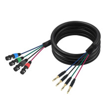 4 Channel XLR Female to 6.35mm Male Cables , 6.35mm to XLR Microphone Cable Stereo Audio Balanced
