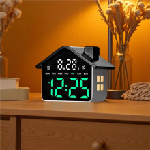 Reloj Despertador Digital con Control por Voz, Fecha, Día de la Semana, Ajuste de Brillo, Reloj de Mesa Electrónico con Luz Nocturna 12/24H