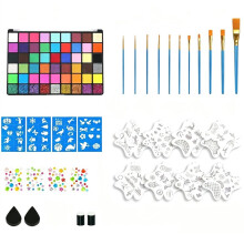 Kit de Pintura Facial com 54 Cores, Conjunto de Tintas Ativadas Por Água para Rosto e Corpo