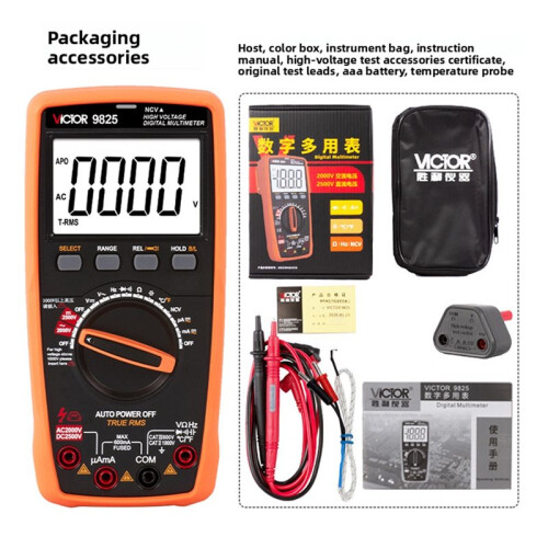 Victor 9825 2500V High-Voltage Multimeter 5999Counts HD Backlit Display NCV/T-RMS/REL Multi-Functional Efficient Tester 2