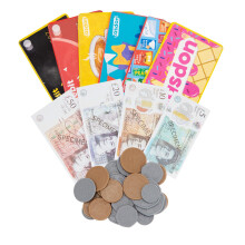 Play Money & Pretend Play Cards Set () | Complete Financial Toy Kit | Includes 80 Play Notes and 40 Coins | Perfect for Kids 3+!