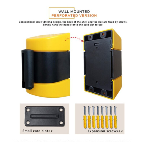 Fixed Wall Mount Retractable Belt Barrier "Caution - DO NOT Enter"16.4 Feet Belt Expansion Band Guardrail Warning Tape