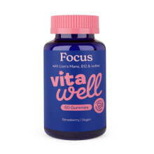 Focus Gummies – Strawberry Flavour Vegan Supplement with Lion’s Mane, Vitamin B12 & Iodine – Cognitive & Energy Support, 60 Gummies (1-Month