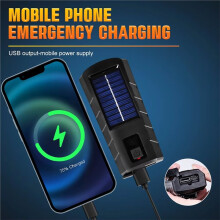 Solar Bicycle Light 2400mAh USB Rechargeable Power Display MTB Mountain Road Bike Front Lamp with Horn Flashlight