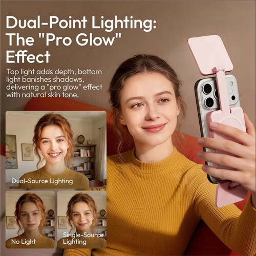 GL01 Magnetic Fill Light Adjustable Dual-Side Selfie Light 2700-6500K Dimmable Clip- Phone Light for Live Vlog 1