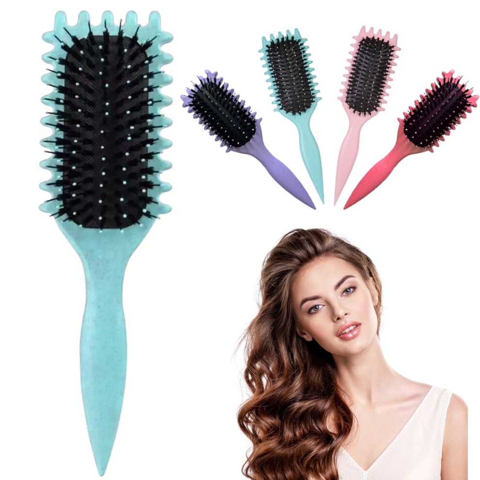 Curl Defining Brush New Curly Hair Products Premium Boar Classic Style, Green - Image 2