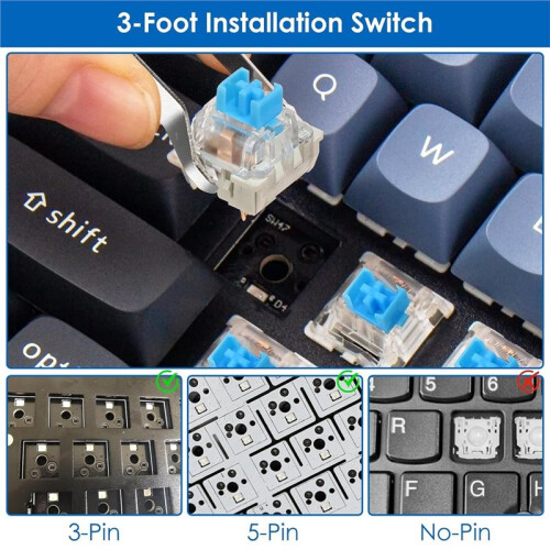 120Pcs  Mechanical Keyboard Switches, 3-Pin Clicker with Puller & Brush for Gaming Typing Replacement