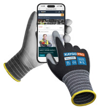 Thin Work Gloves PU Coated 12 Pairs Touchscreen, KG15P, Nylon Liner with Flexible PU Coating Lightweight Safety Work Gloves for Precision Handling