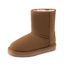 Boys Girls Lined Winter Snow Boots Fuzzy Classic Kid's Mid Boot (Toddler/Little Kid/Big Kid),Size 12 Little Kid,Light Brown,Shorty-K