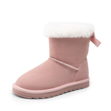 Girls Boots Kids Winter Warm FuzzyChic Kid's Bow Snow Ankle Bow Boots for Toddler/Little Kid,Size 12 Little Kid,Pink,SDSB2409K