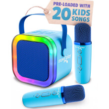 Move2Play, Mini Karaoke Machine for Kids | Includes 20+ Kids Songs | 2 Microphones | Connect with Bluetooth | Birthday Gift | Ages 2, 3, 4, 5+ Year