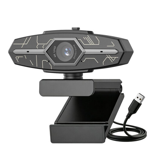 Webcam 4K com Foco Automático, Câmera de Vídeo para Streaming com Microfone para PC e Laptop