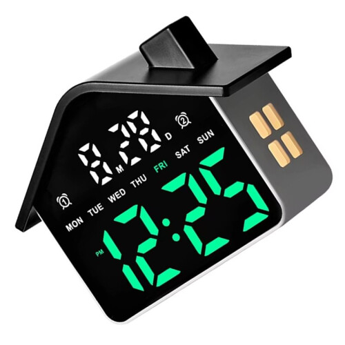 Voice Control Digital Alarm Clock Date Week Brightness Adjustment Electronic Table Clock with Night Light 12/24H 2