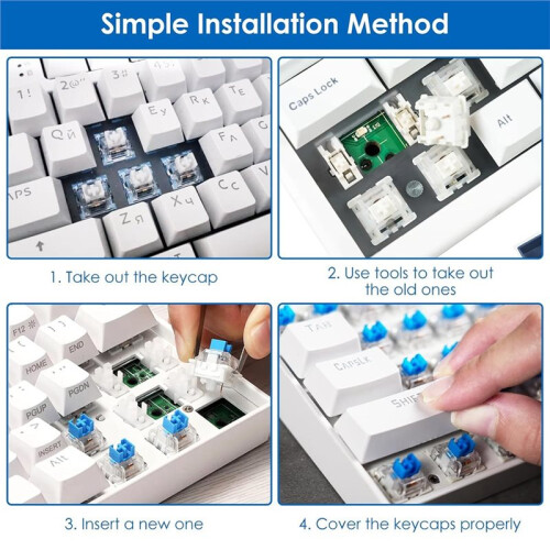 120Pcs  Mechanical Keyboard Switches, 3-Pin Clicker with Puller & Brush for Gaming Typing Replacement 1