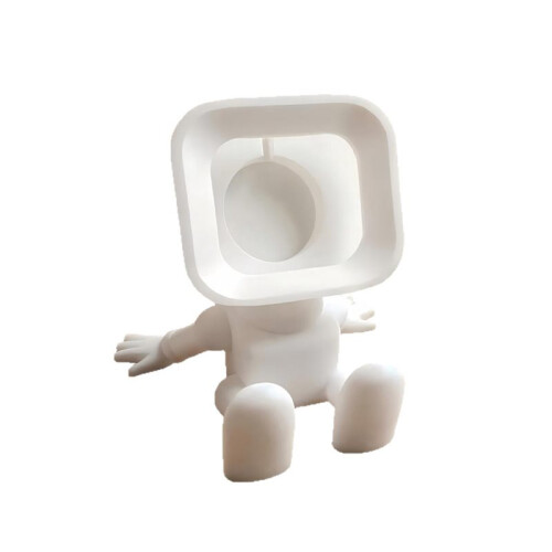 3D Printed Robot Shaped Desktop Storage Charging Dock Cute Tabletop Watch Holder Desktop Holder with Cable Slot