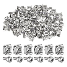Kit de 100 Juegos de Tuercas de Jaula, Tornillos y Arandelas M6 X 20 mm para Montaje en Rack y Gabinetes de Servidores