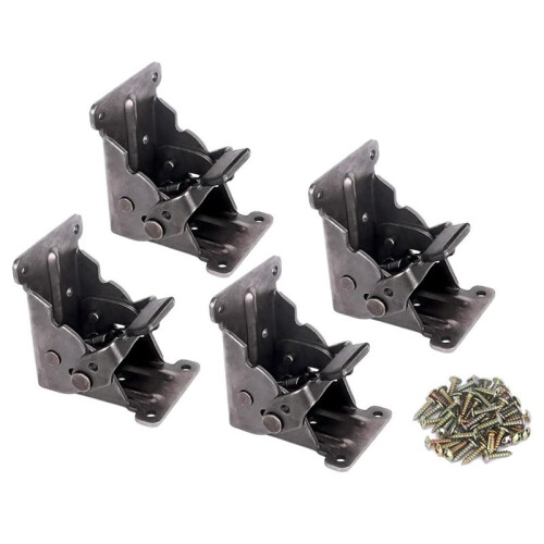 4 Pack Locking Hinge for Folding Table Brackets, Heavy Duty Folding Brackets 90 Degree Self Locking Folding Hinge