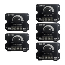 5 Interruptores Dimmer LED para Fita de LED 12V-24V 30A Controlador LED Monocromático PWM Dimerização Digital Contínua