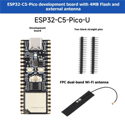 ESP32-C5--U Dual-Band Dev Board External FPC Antenna Version WiFi 6 BLE5 ESP32-C5--1 Module Unsoldered Headers 1