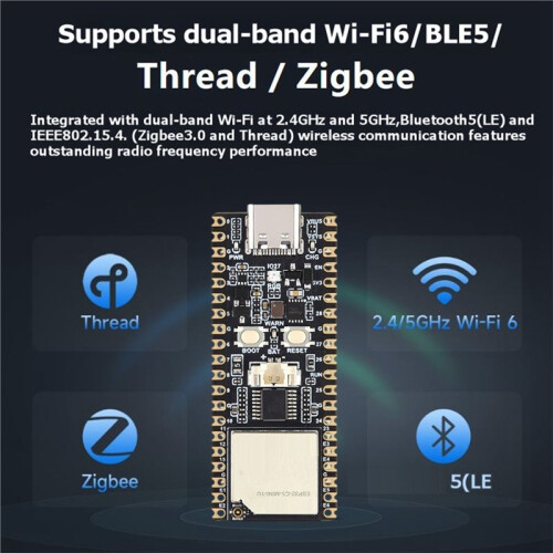 ESP32-C5--U Dual-Band Dev Board External FPC Antenna Version WiFi 6 BLE5 ESP32-C5--1 Module Unsoldered Headers 2