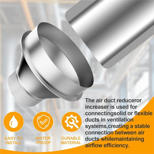 Adaptador de Redução de Duto Redondo de 4" para 3" com Crimpagem para Sistemas de Ventilação, Aço Galvanizado (4,3 Polegadas) 2