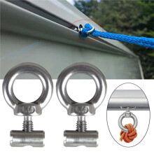 8 Pack Piping Strip Hooks Set of 8, 6 mm Stainless Steel Awning Hooks and Keder Stoppers with Carabiner for Caravan