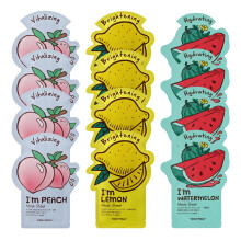 Conjunto de Mascarillas TONYMOLY Bright & Juicy - 12 Mascarillas Hidratantes con Sandía, Limón y Durazno
