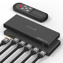 5-Port HDMI 4K Switch with Remote, Support 4K@60Hz HDCP 2.2 High Speed 18Gbps 5 in 1 Out Auto-Switching 5x1 HDMI 2.0 Switcher Splitter Hub Compatible