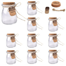 Mini Yogurt Jars 10 Pack, 3.5oz Small Glass Jars with Cork Lids, Corked Small Pudding Glass Storage Jars Empty Glass Bottle for DIY Art Crafts