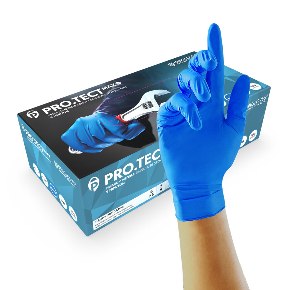 Pro.tect Max 9N, Blue Nitrile Gloves, Box Of 100, Size L - Image 3