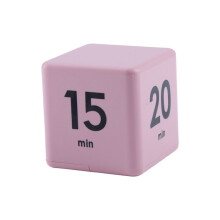 Zeitmanagement-Würfeltimer, Würfel-Klapptimer, LED-Anzeige, 15/20/30/60 Minuten, Küchentimer, Rosa