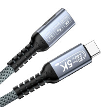 Cabo de Extensão USB-C Macho para Fêmea, 240 W, Transferência de Dados de 20 Gbps para Laptop, 1 M